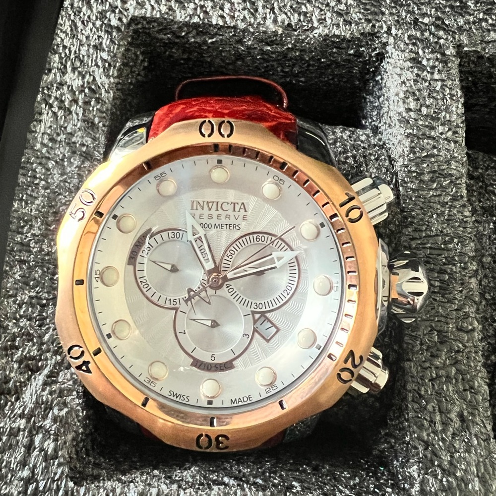 Authentic Invicta Men’s 0359 Reserve Venom Chronograph Brown Leather Watch